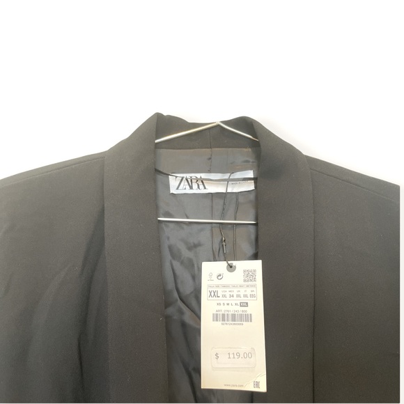 NWT Zara Black Crepe Oversized Boyfriend Blazer - Picture 6 of 12